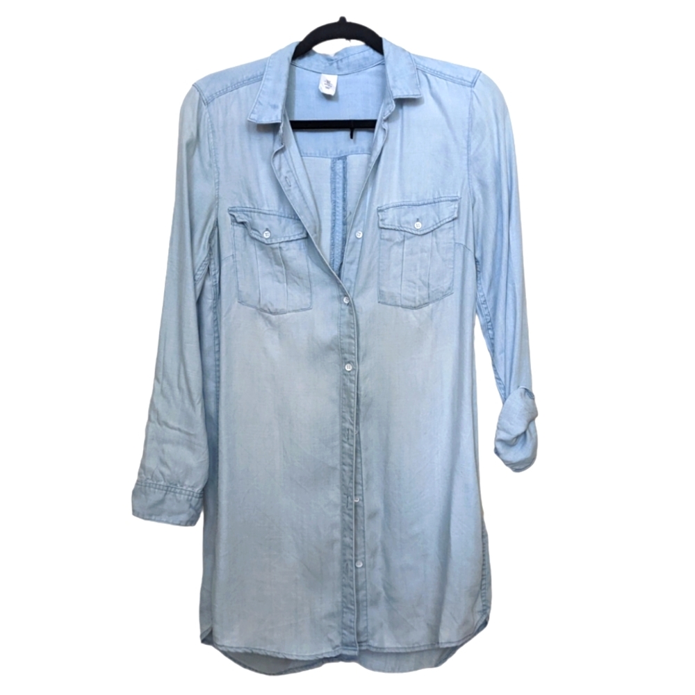 H&M denim chambray button-up shirt dress